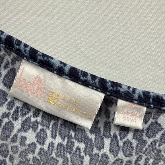 Belle by Kim Gravel Tunic Top 1X Plus Blue Paisley 3/4 Sleeve Stretch Pullover - Picture 3 of 7